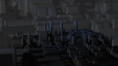 yapılar ve binalar ile soyut endüstriyel kentsel arka plan, dijital sanat