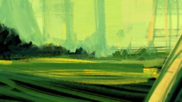 Schilderij Van Abstract Landschap Traditionele Penseelstreek Stijl Digitale Afbeelding — Stockfoto