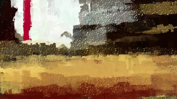 Painting of abstract landscape in traditional brush stroke style digital illustration