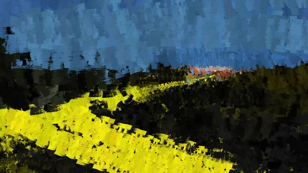 Malarstwo Abstrakcyjne Krajobraz Tradycyjnym Stylu Pociągnięć Pędzla Cyfrowej Ilustracji — Zdjęcie stockowe