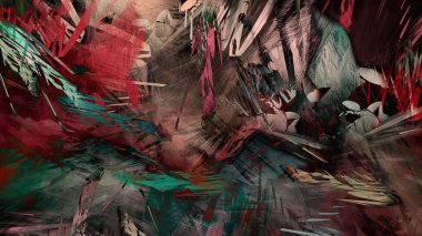 Soyut modern sanat doğa jeolojik kaya dağ patlama enerji resim illüstrasyon 