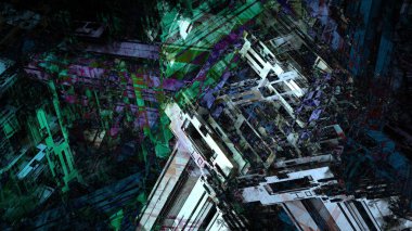 Soyut geometrik yüzey arazi renkli arka plan, dijital sanat