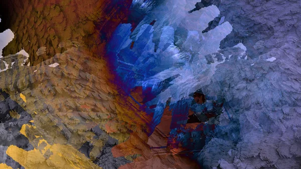 Soyut geometrik yüzey arazi renkli arka plan, dijital sanat