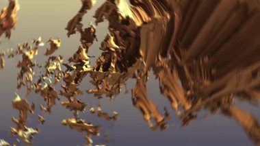 Garip gerçeküstü eser fütürist teknoloji fraktal altın metalik süper yapı konsept sanat sorunsuz video 