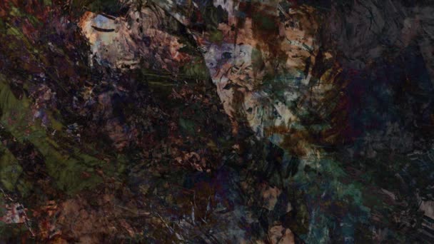 抽象自然涂料风化混沌纹理材料表面暗移彩色数字插图背景 — 图库视频影像