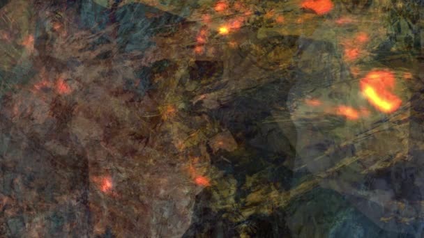 Abstract Natuur Verf Verweerde Chaotische Textuur Materiaal Oppervlak Branden Gloeiende — Stockvideo