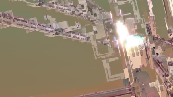 抽象的な幾何学的な都市設計技術金属建設産業鋼鉄輝き運動概念芸術背景ビデオ — ストック動画