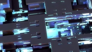 Kentsel Yapı Stüdyo teknolojisi gece ışıkları hareket geometrik dijital arka plan Dikişsiz video