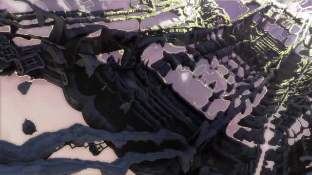 Abstrait fractale nature art paysage coloré néon lumières mouvement arrière-plan vidéo 