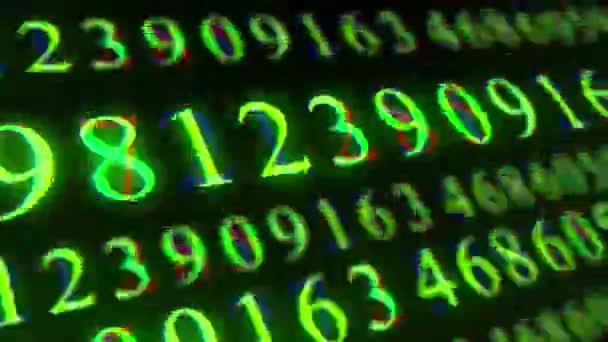 Matrix Numbers Teknik Glitch Överlagring Quantum Datorer Insnärjning — Stockvideo