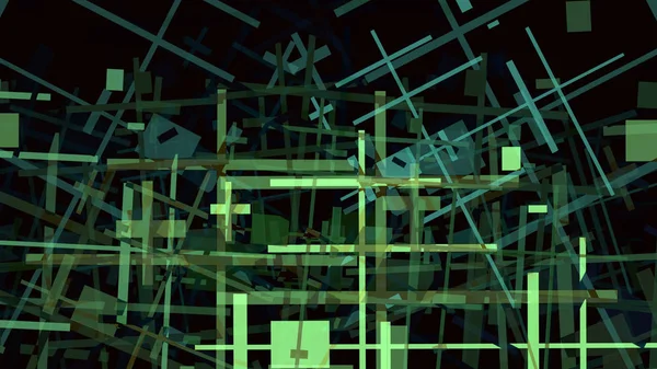 Geometrycznej Budowlanych Chaos Ilustracja Kolorowy Linie Metal Nowoczesny Projektować Streszczenie — Zdjęcie stockowe
