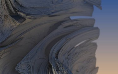 Fraktal kaya doğa manzara, geometrik 3d illüstrasyon arka plan 