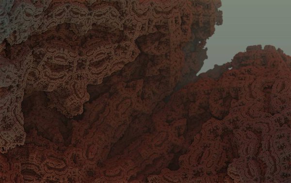 Fractal rock nature landscape, geometric 3d illustration background 