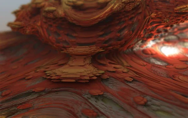 Soyut kanyon manzara, geometrik fraktal 3d illüstrasyon arka plan