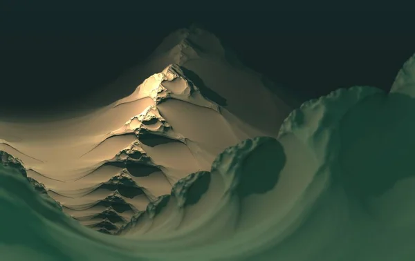 Soyut kanyon manzara, geometrik fraktal 3d illüstrasyon arka plan