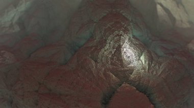 Soyut fraktal geometrik peyzaj, jeolojik atmosferik 3d illüstrasyon