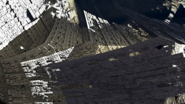 Абстрактна Структура Космічного Корабля Великий Архітектурний Геометричний Фрактал Ілюстрація Фон — стокове фото