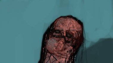 Garip yaratık portresi korku konseptini deforme ediyor sanat illüstrasyonu