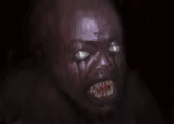 Цифровая традиционная живопись африканского демона 