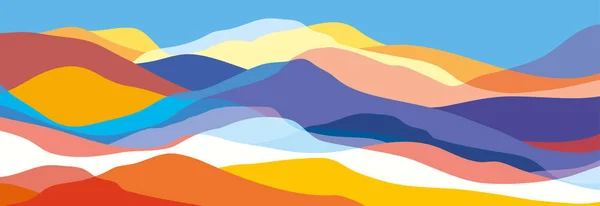 Multicolored Mountains Orange Blue Waves Abstract Shapes Modern Background Vector — Stock Vector