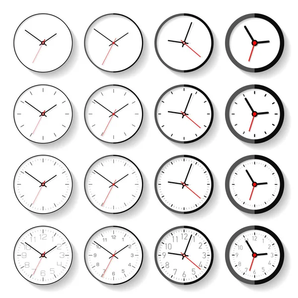 Conjunto Diferentes Iconos Reloj Estilo Plano Temporizadores Minimalistas Sobre Fondo — Archivo Imágenes Vectoriales