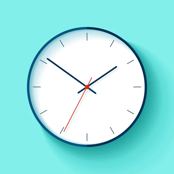 Значок Часов Плоском Стиле Круглый Синем Фоне Обычные Часы Бизнеса — стоковый вектор