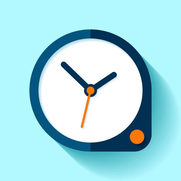 Uhr Symbol Flachen Stil Runder Timer Auf Blauem Hintergrund Einfache — Stockvektor