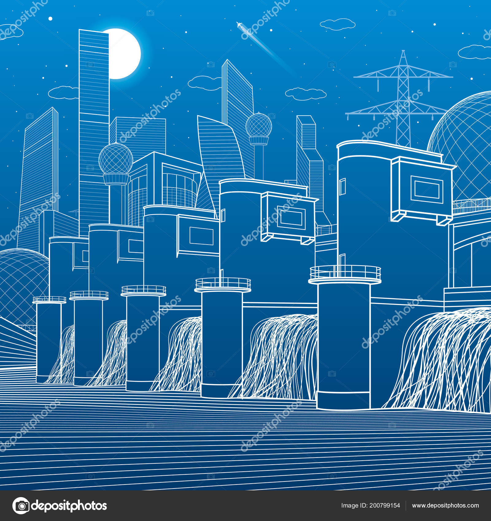 Hydro Power Plant River Dam Energy Station City Infrastructure