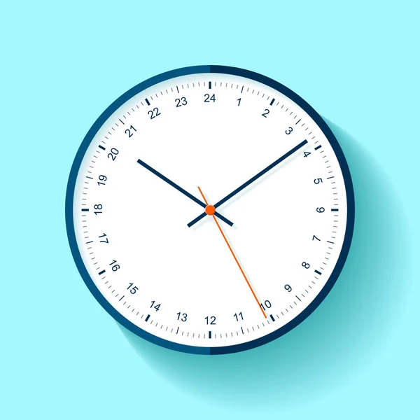 时钟图标在平面样式 圆形定时器在蓝色背景 二十四小时监视简单的业务对象 您项目的矢量设计元素 — 图库矢量图片
