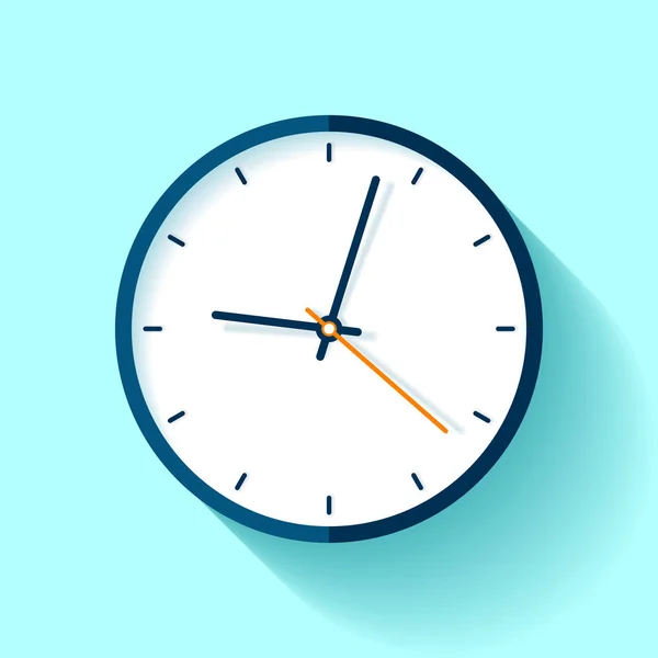 Saat Simgesi Mavi Arka Plan Zaman Ayarlı Yuvarlak Düz Stilde — Stok Vektör