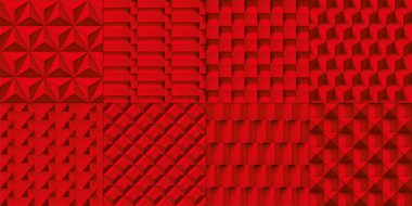 8 birim gerçekçi vektör küpleri dokular cabukşalterli, kırmızı geometrik desenler, sen projeler için tasarım arka planlar 