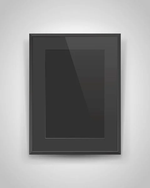 Реалистичная Пустая Прямоугольная Черная Рамка Пассажем Сером Фоне Темная Рамка — стоковый вектор