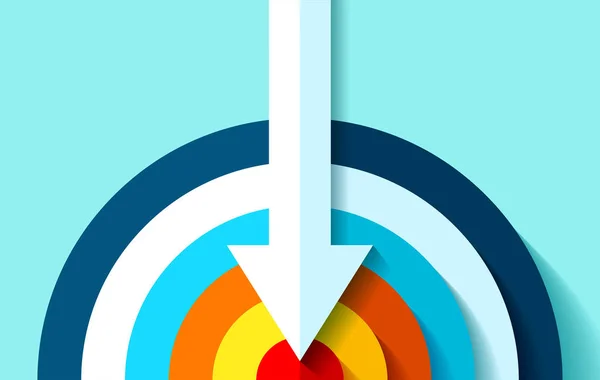 颜色背景上的平面样式的音量目标图标 白色箭头的中心目标 用于您的业务项目的矢量设计元素 — 图库矢量图片
