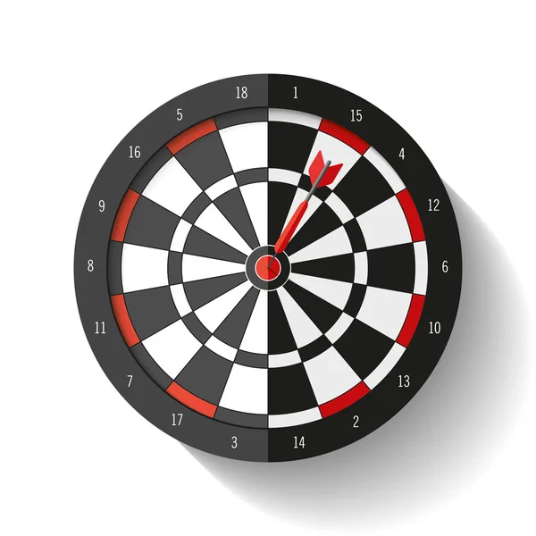 Volumen Zielsymbol Flachem Stil Auf Weißem Hintergrund Darts Spiel Pfeil — Stockvektor