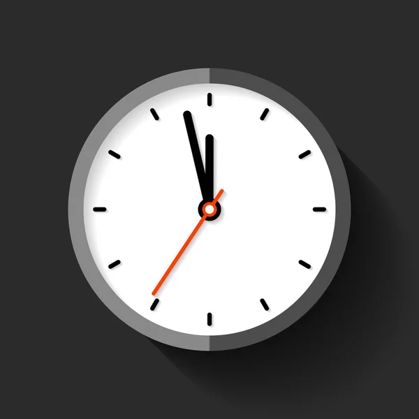 Uhr Symbol Flachen Stil Runder Timer Auf Schwarzem Hintergrund Fünf — Stockvektor