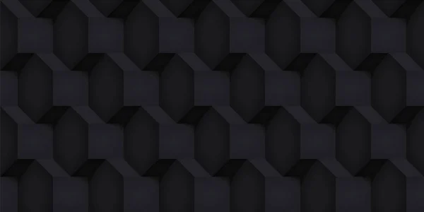 Volumen Realistische Vektorwürfel Textur Schwarze Geometrische Nahtlose Muster Design Dunklen — Stockvektor