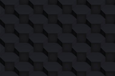 Birim gerçekçi siyah vektör altıgen doku, karanlık geometrik Dikişsiz desen tasarım arka plan sizin için projeler 