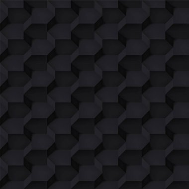 Birim gerçekçi vektör küpleri doku, Siyah geometrik sorunsuz çini desen, sizin projeler için tasarım koyu arka plan 