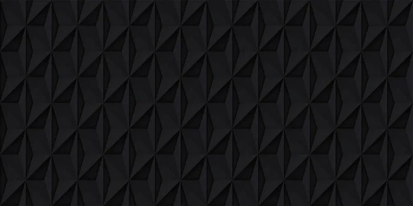 ボリューム現実的ベクトル黒テクスチャ 幾何学的なシームレスなタイル パターン あなたのプロジェクトのための暗い背景をデザインします — ストックベクタ
