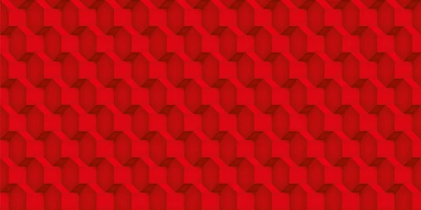 Volume Realistic Vector Cubes Texture Red Geometric Seamless Pattern Design — Stock Vector