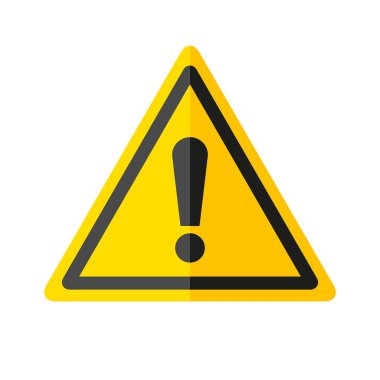 Beyaz arka plan üzerinde düz stil, dikkat amblemi sarı üçgen, vektör tasarlamak için size proje içinde tehlike işareti simgesi