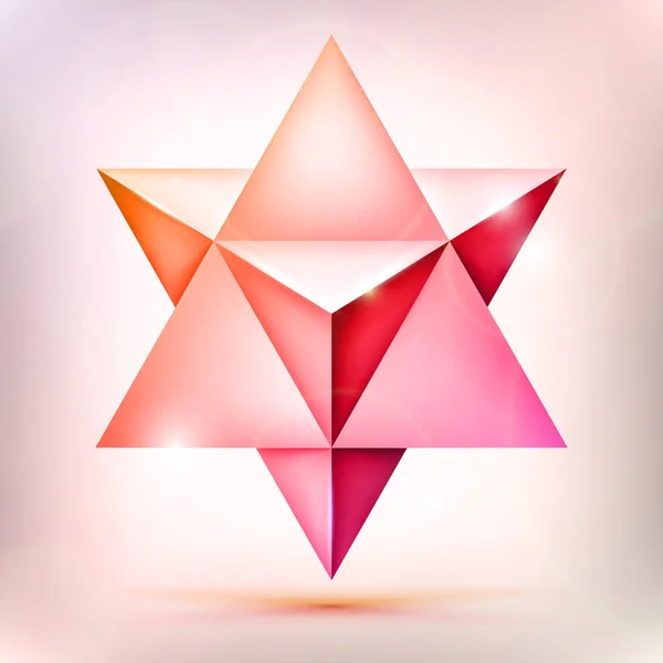 Merkaba Esoterischer Kristall Sakrale Geometrieform Volumen Rosa Und Orangefarbener Stern — Stockvektor