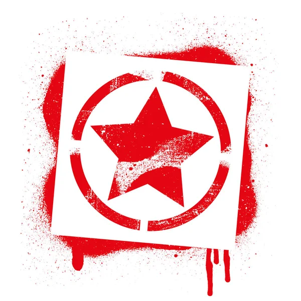 Stencil Star Symbool Rode Graffiti Afdrukken Witte Achtergrond Vector Design — Stockvector