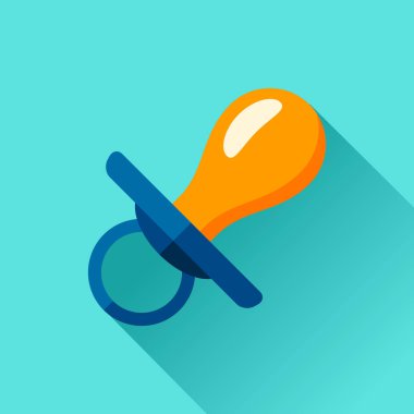 Meme ucu düz stil simgesinde. Çocuk emzik renkli arka plan üzerinde. İş projesi için vektör tasarım nesnesi 