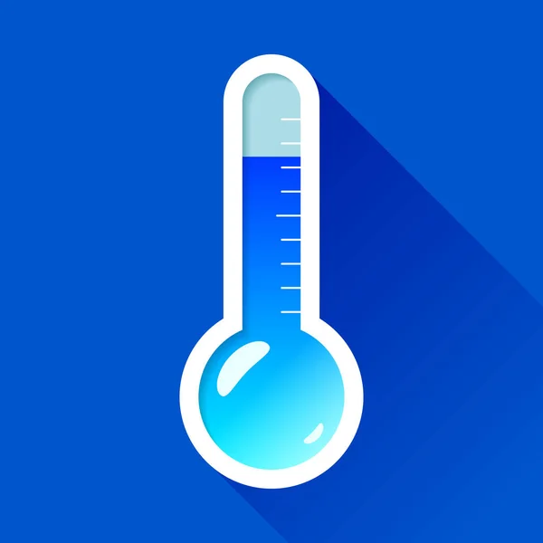 Thermometer Flat Style Color Background Very Cold Temperature Vector Design — Stock Vector