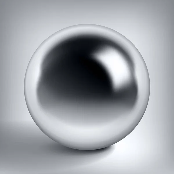 Sphère Chromée Vectorielle Boule Métallique Brillante Entourer Objet Argenté Pour — Image vectorielle