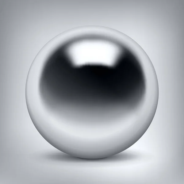 Sphère Chromée Vectorielle Boule Métallique Brillante Entourer Objet Argenté Pour — Image vectorielle