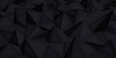 Düşük Çokgen şekilleri, koyu arka plan, siyah kristaller, üçgenler mozaik, yaratıcı origami duvar kağıdı, şablonları vektör tasarımı