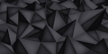 Düşük Çokgen şekilleri, koyu arka plan, siyah kristaller, üçgenler mozaik, yaratıcı origami duvar kağıdı, şablonları vektör tasarımı