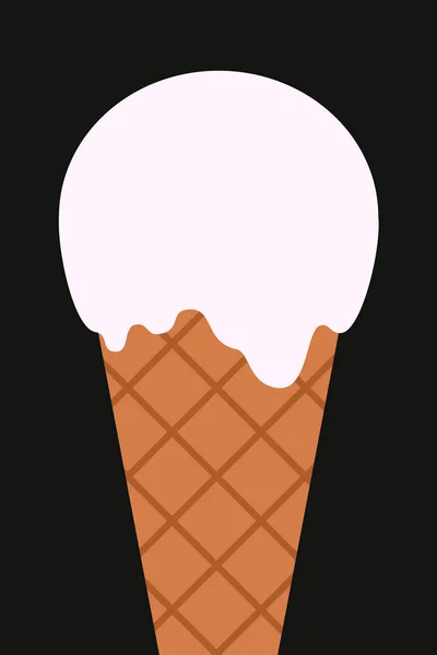 Waffle Cone Ice Cream Flat Style Vector Sweet — Stock Vector